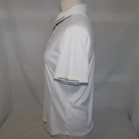 Greg Norman Play Dry  Womens M White with Yellow Black Detail Golf Polo Shirt - Picture 7 of 11